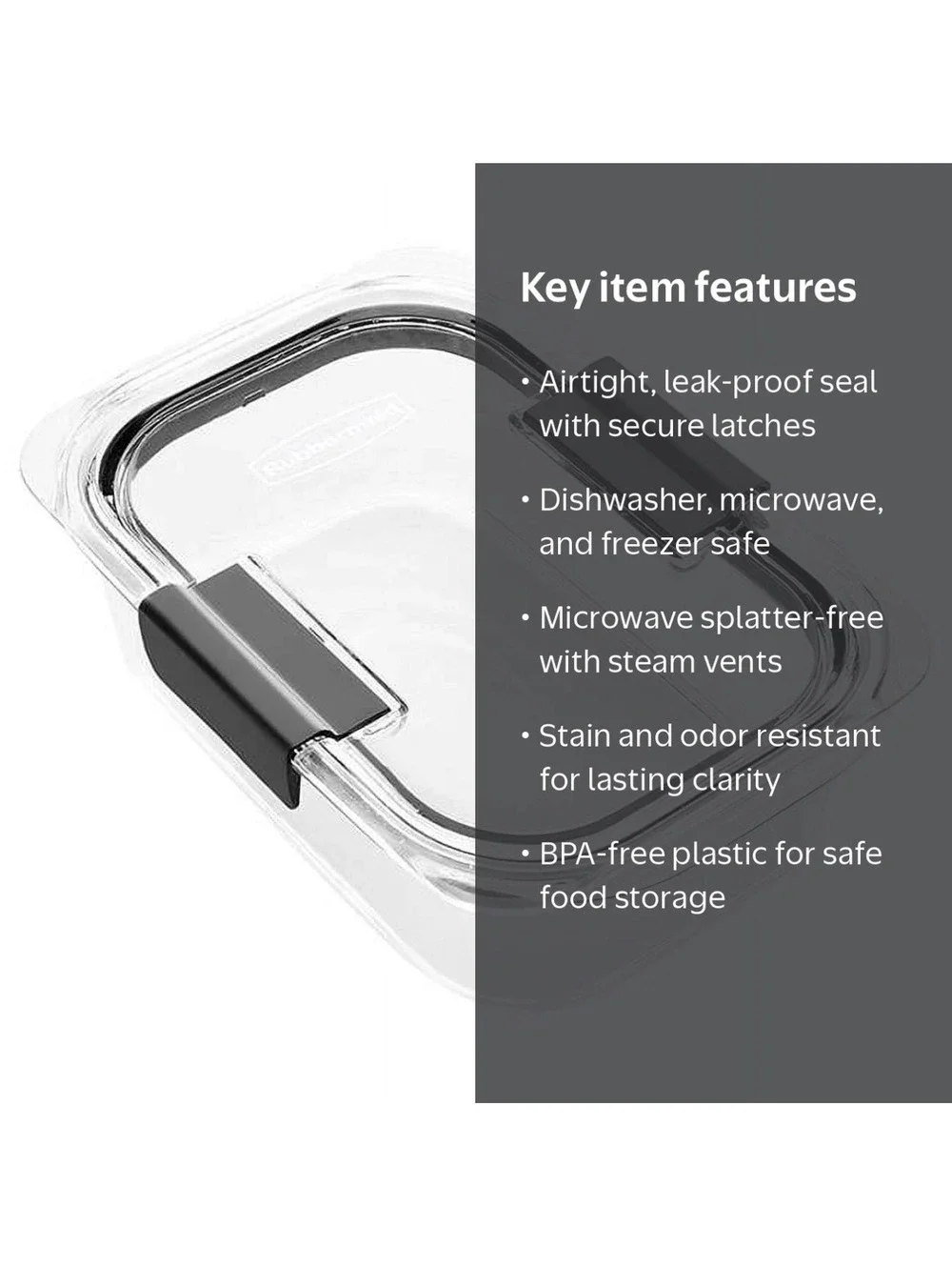 Rubbermaid Brilliance 3.2 Cup Airtight Leak-Proof Plastic Food Storage Container